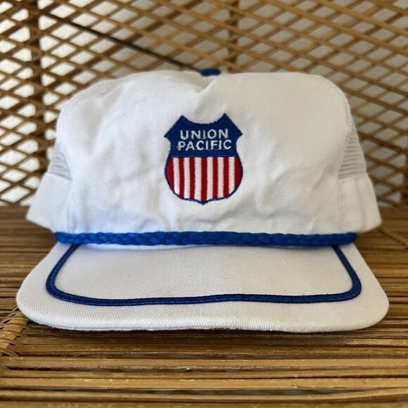 Vintage Union Pacific Railroad Snapback White Hat